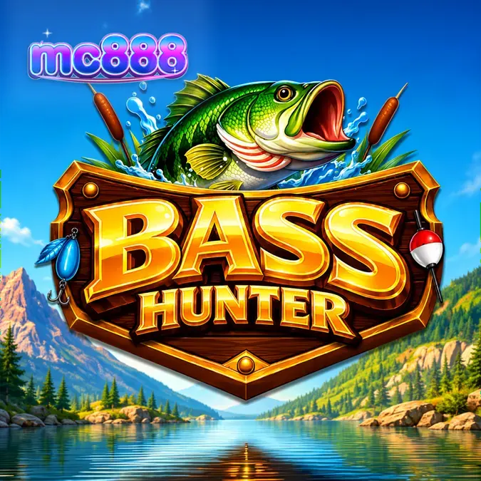 Tampilan visual slot Bass Hunter dengan latar danau yang tenang dan simbol ikan.